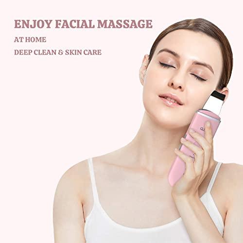 GUGUG GUGUG Skin Scrubber Face Spatula - Skin Spatula Blackhead Remover Pore Cleaner with 4 Modes, Skin Care Tools-Pink