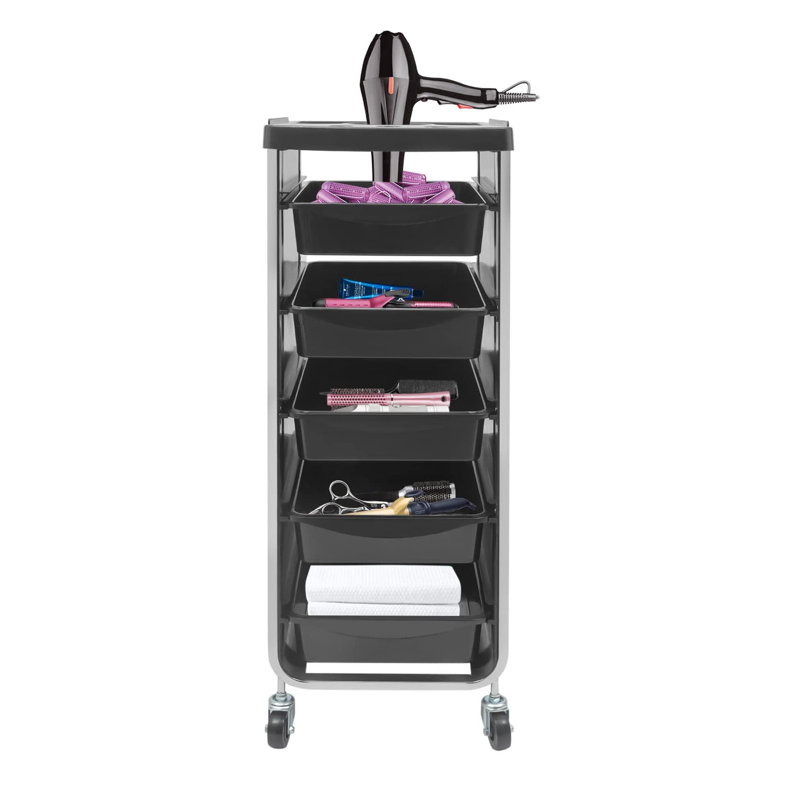 GDAE10 Beauty Salon Trolley Cart with Wheels,Trolley Cart for Hair Salon Station,with 5 Drawers,Rolling Beauty Cart