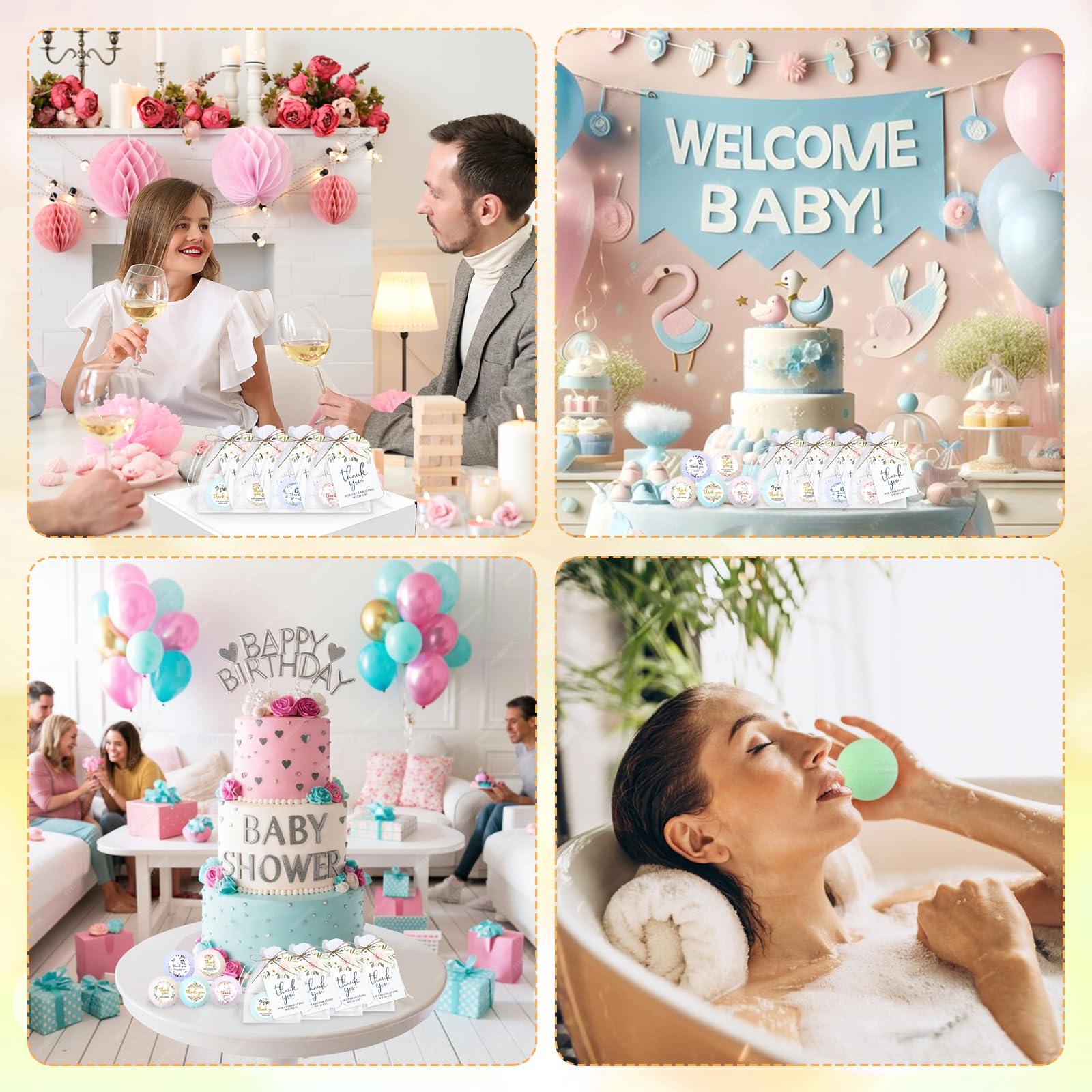 AryiHitt 50 Set Baby Shower Mini Bath Bombs Girls Boys Wedding Shower Favors Bath Bomb Bulk for Guests Employee Thank You Gift Birthday Party Prizes(Butterfly)