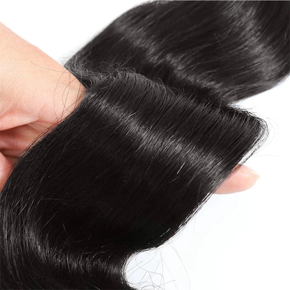 InsQueen 3 Bundles Human Hair 10A 100% Unprocessed Brazilian Virgin Human Hair Body Wave (18 20 22 Inch, Natural Black)
