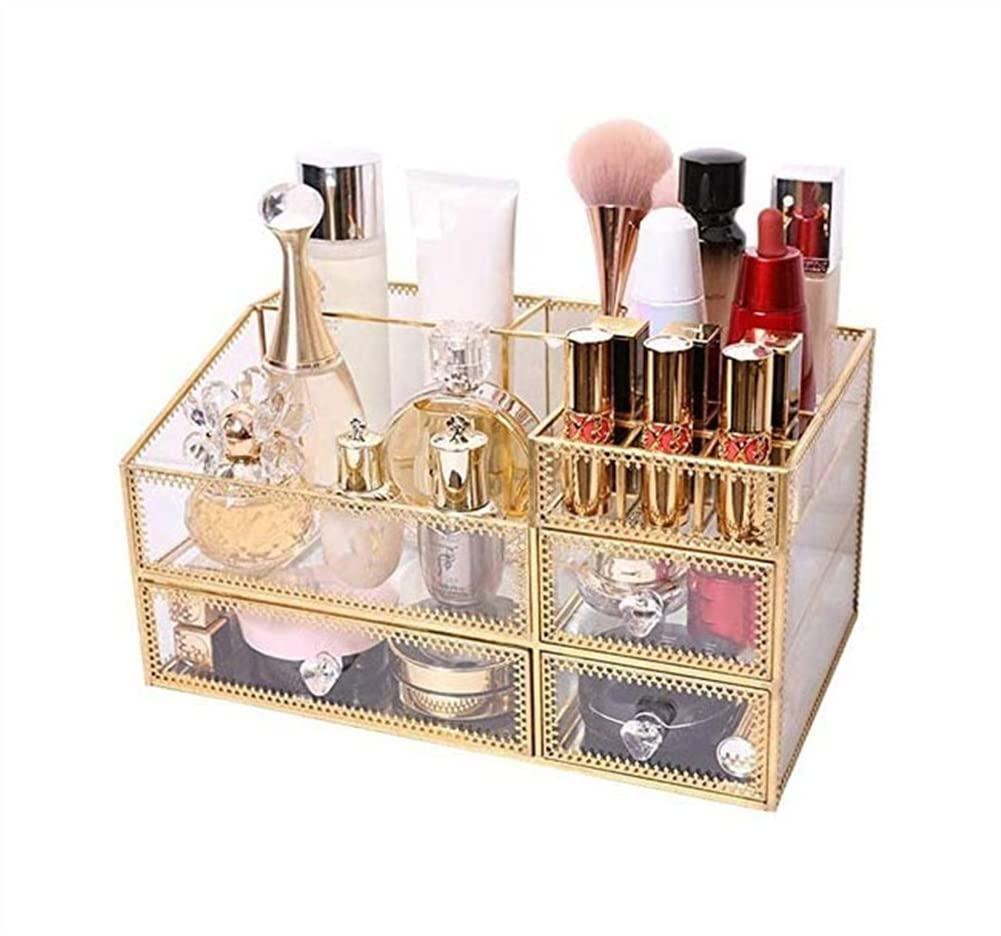SMSOM SMSOM Makeup Organizer, Countertop Cosmetic Storage Box Mirror Glass Beauty Display, Ideal for Bedroom and Bathroom Countertops