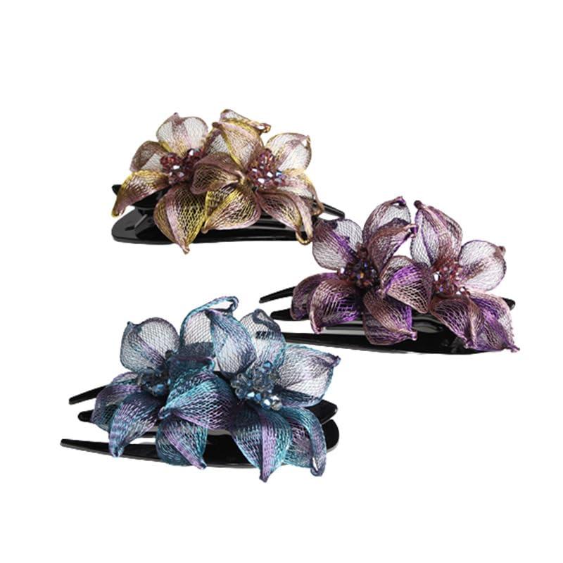 HUFFA Hair Clip Copper Hair Accessories Rhinestone Hair Clip Back Of Head Women\'s Hair Clip(PeacockBlue)