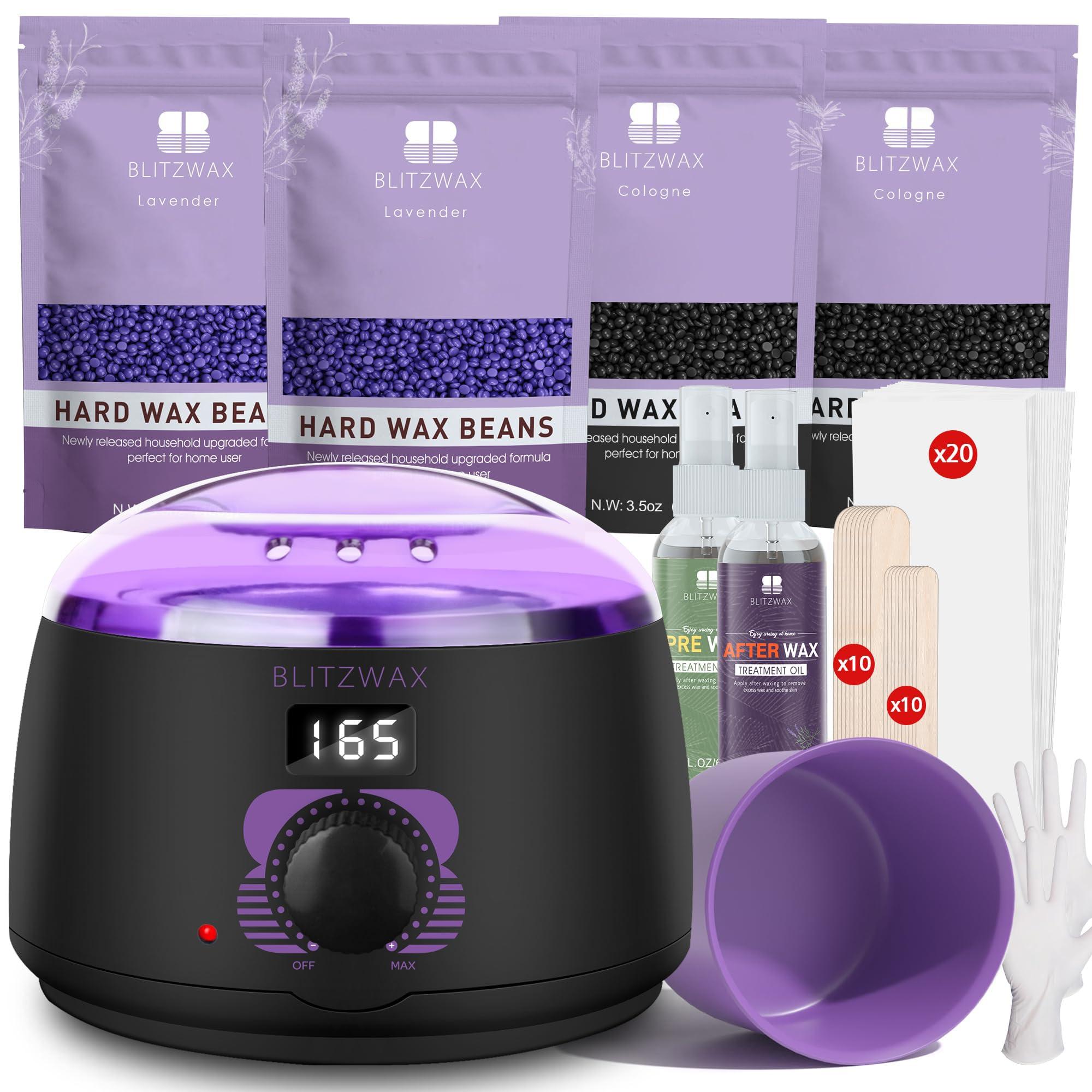 BLITZWAX BLITZWAX Waxing Kit for Women Men Digital Wax Kit Suitable for Sensitive Skin/Brazilian/Full Body/Bikini/Hair Removal Hard Wax Kit with 50 Wax Items for Home, Salon and Beginners