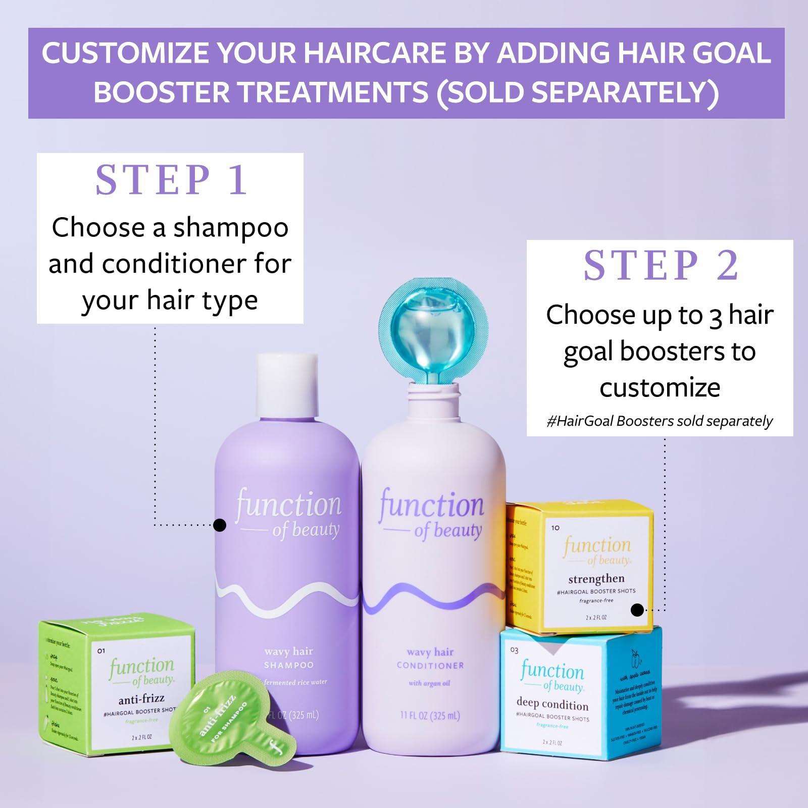 FUNCTION OF BEAUTY Function of Beauty Wavy Hair Shampoo & Conditioner, 22 oz Each - With Fermented Rice Water to Strengthen & Argan Oil to Enhance Glossiness & Natural Shine, Sulfate-Free, Customizable Haircare