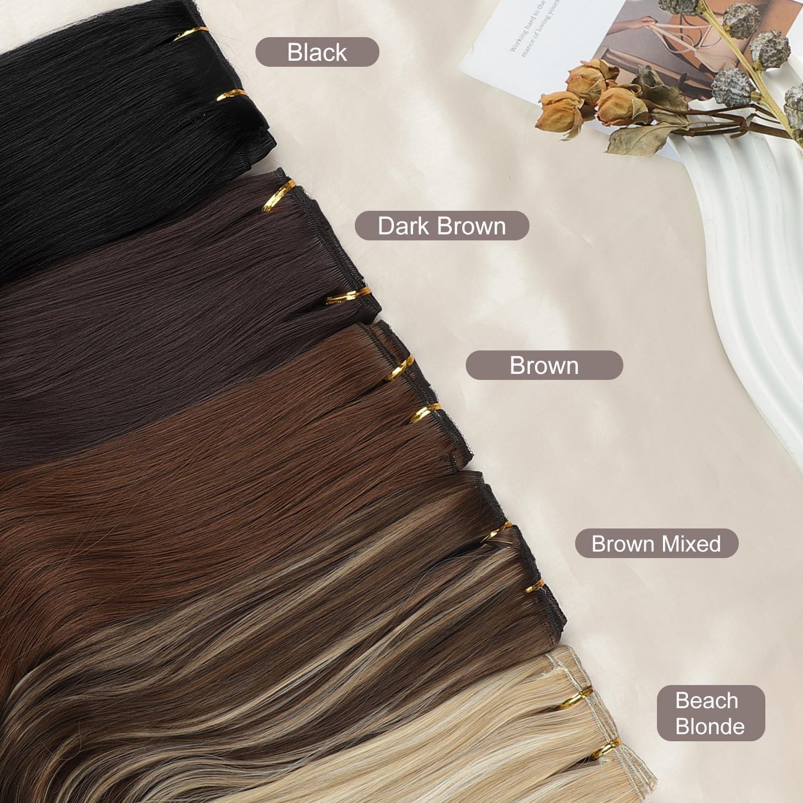 SUZYACCKR SUZYACCKR Clip in Hair Extensions For WomenDrak Brown Long Stright Layered Hair Extensions 18 inch 5PCS Hair Extension Thick Set Natural Soft Hair