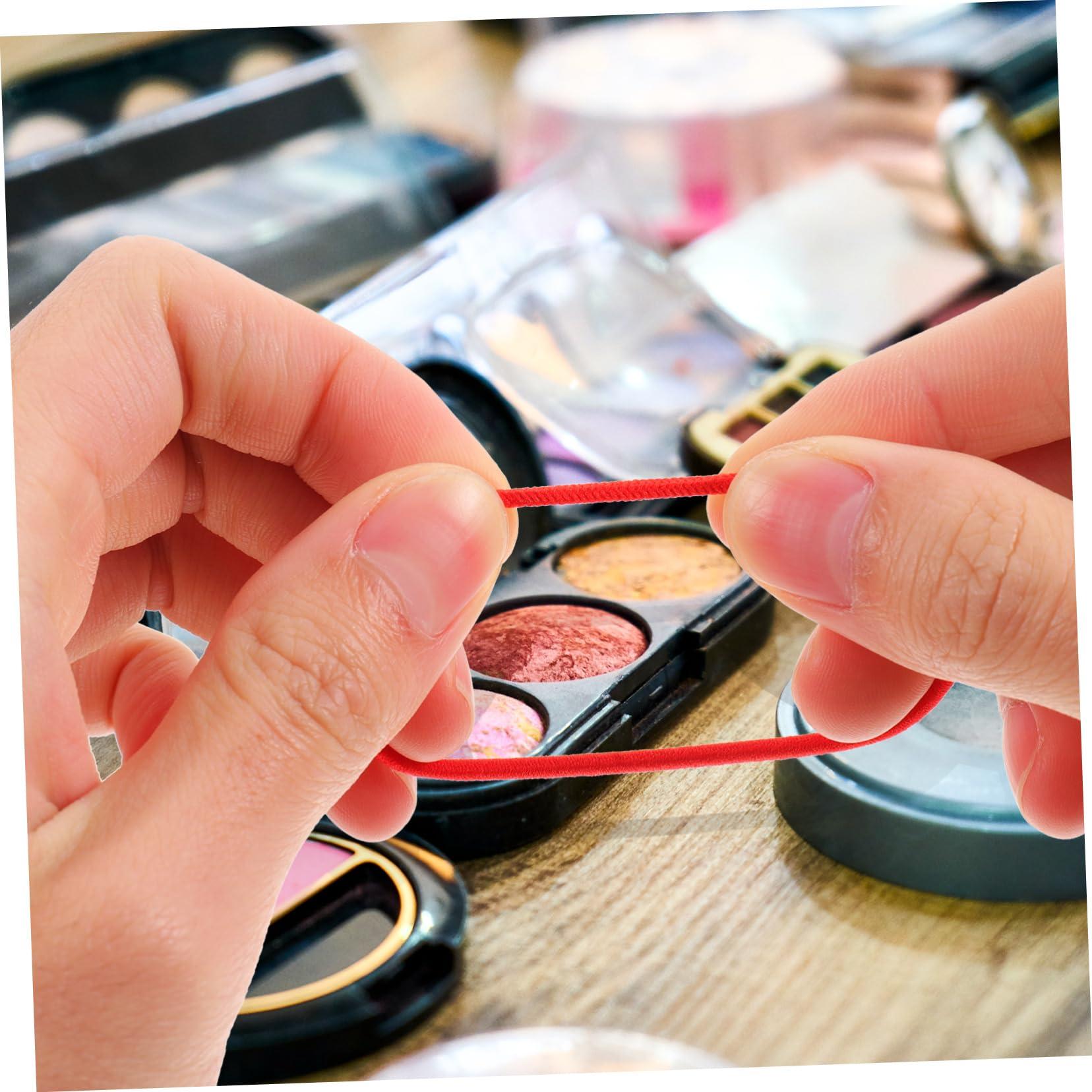 FOYTOKI FOYTOKI 100pcs Thin Hair Band Hair Bands for Men Hair Ties with Balls Mens Hair Ties Hair Balls for Hair Hair Tie Clear Elastic Hair Ties Headband Rubber Bands Small Nylon Red