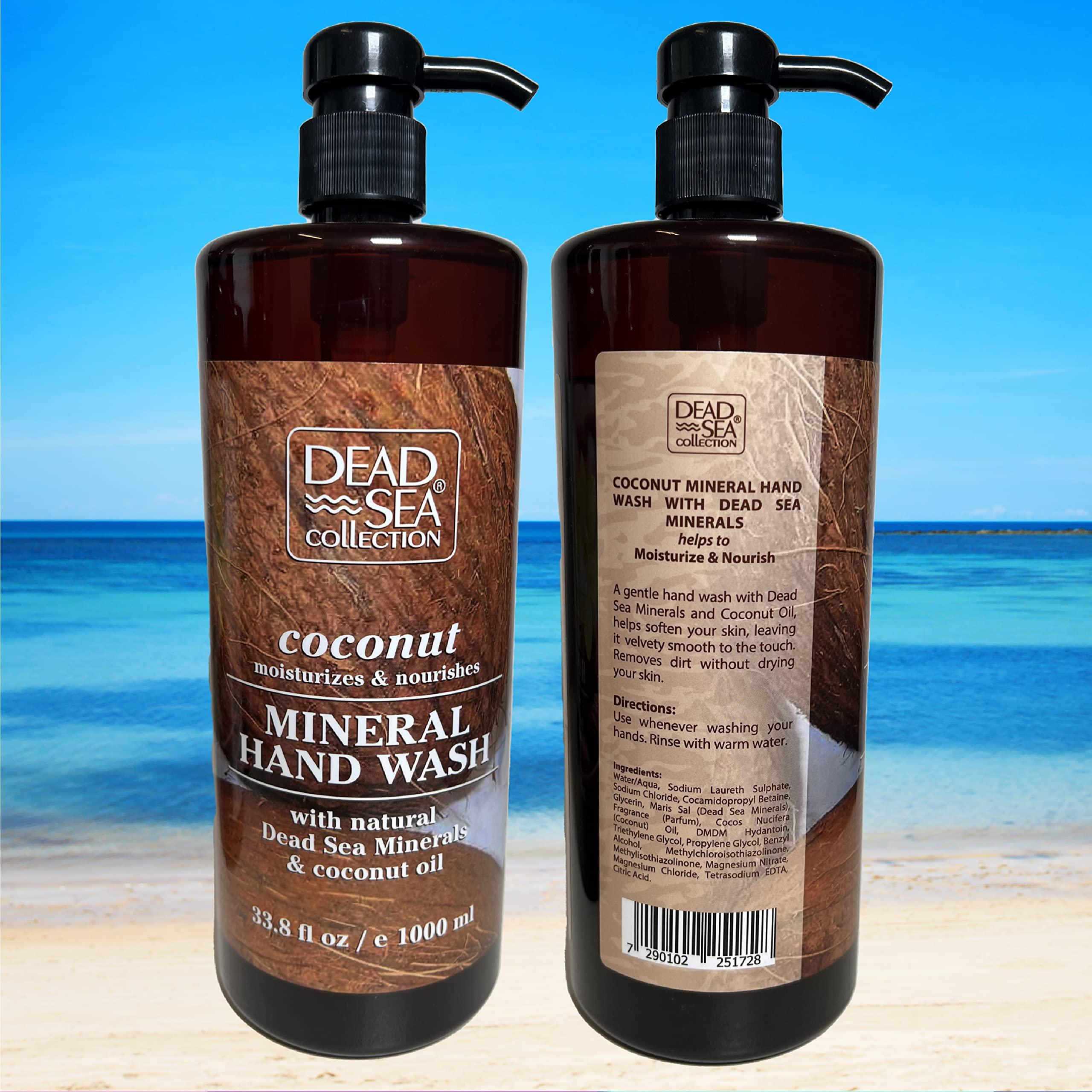 Dead Sea Collection Dead Sea Collection Hand Soap Pump Coconut - Hand Wash Liquid with Dead Sea Minerals and Coconut Oil - All Skin Types Moisturizing & Nourishing - Pack of 2 (33.8 Fl Oz Each) - 67.6 Fl Oz
