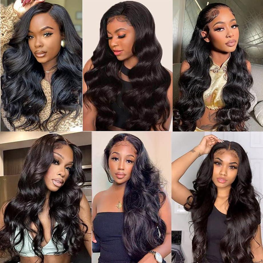 beautkol U Part Human Hair Wig Body Wave Brazilian Virgin Hair Glueless Wigs Human Hair 180% density U Part Wig for Black Women Clip In U Part Wig Human Hair Upart half wig Natural Black Color 28 inch