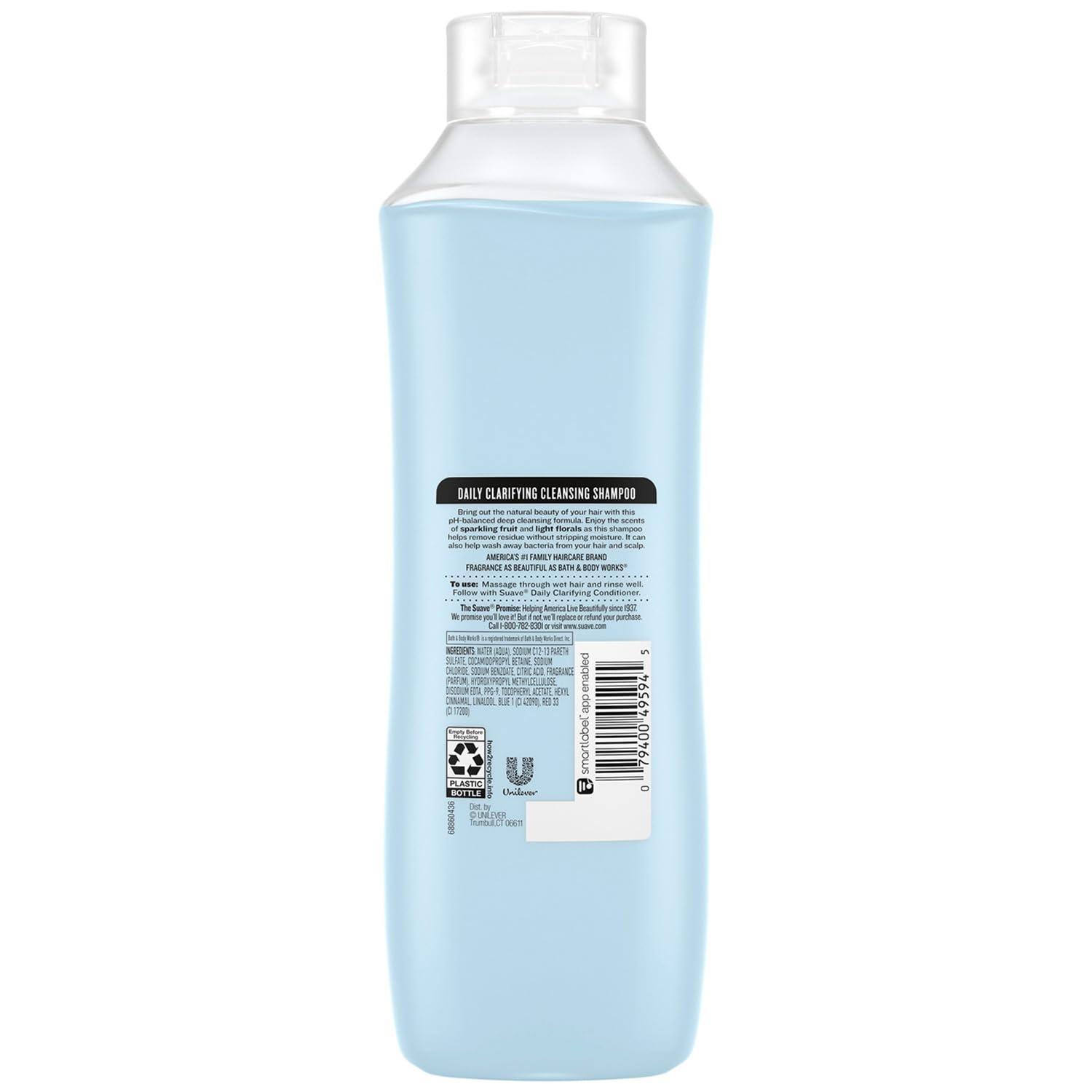 Suave Suave Clarifying Shampoo, Family-Size  pH-Balanced & Hypoallergenic Daily Deep Cleansing Shampoo for Normal to Oily Hair, 22.5 Oz