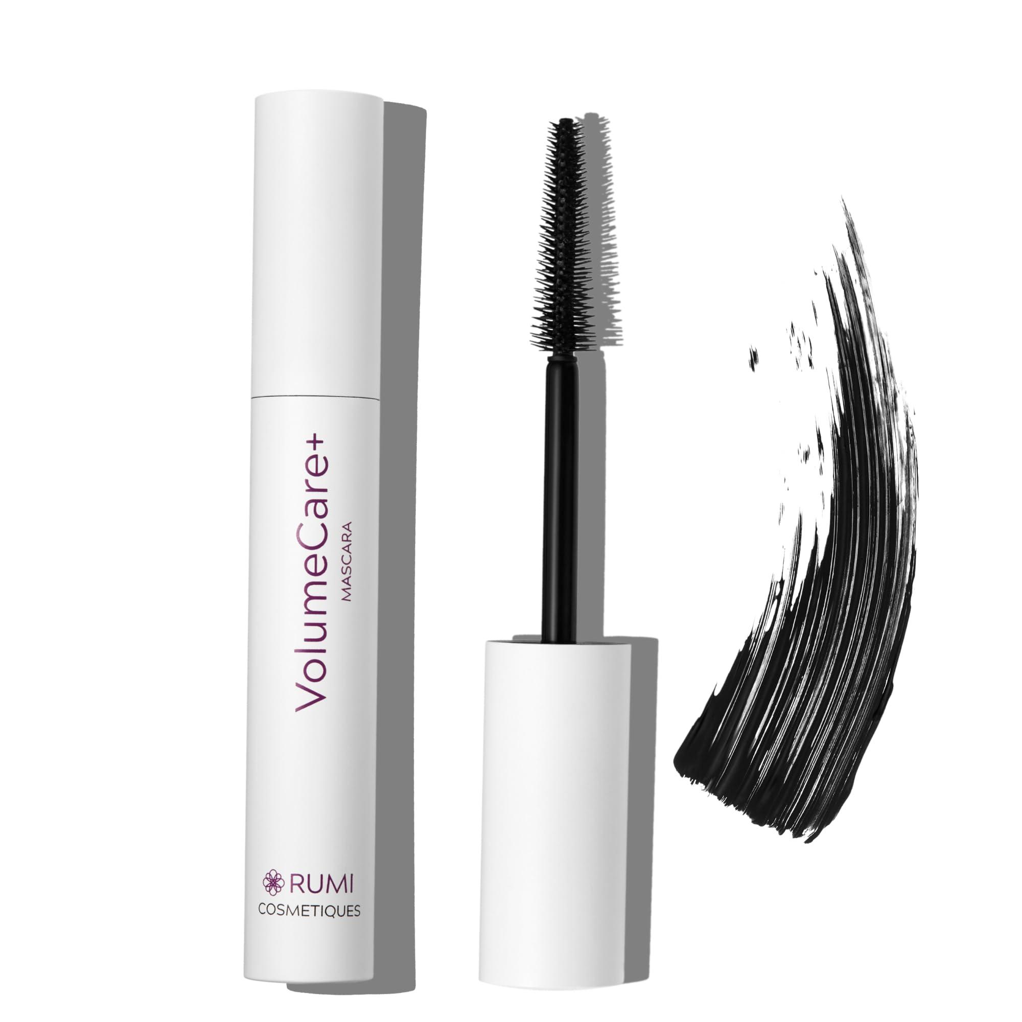 Rumi Cosmetiques Rumi Cosmetiques VolumeCare+ Mascara For Older Women - Extreme Length and Volume 2-in-1 Formula - No Clumps, Long-Wearing, Hypoallergenic Mascara For Sensitive Eyes (Natural Black)