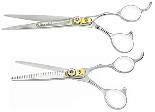 Kissaki Kissaki Hair Shears Horimono 7.5 inches Hair Cutting Scissors and Tobiyaki 30 tooth Thinning Shears Matching Set Combo