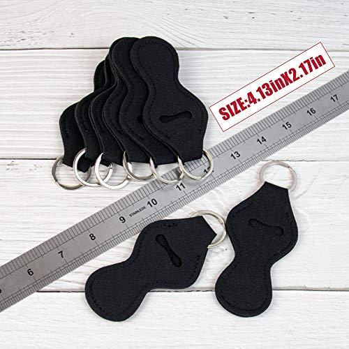 AUEAR AUEAR, Lip Balm Holder Key Ring Lanyard Lipstick ChapStick Key Chain Holders for Group of Coworkers (10 Pack, Black)