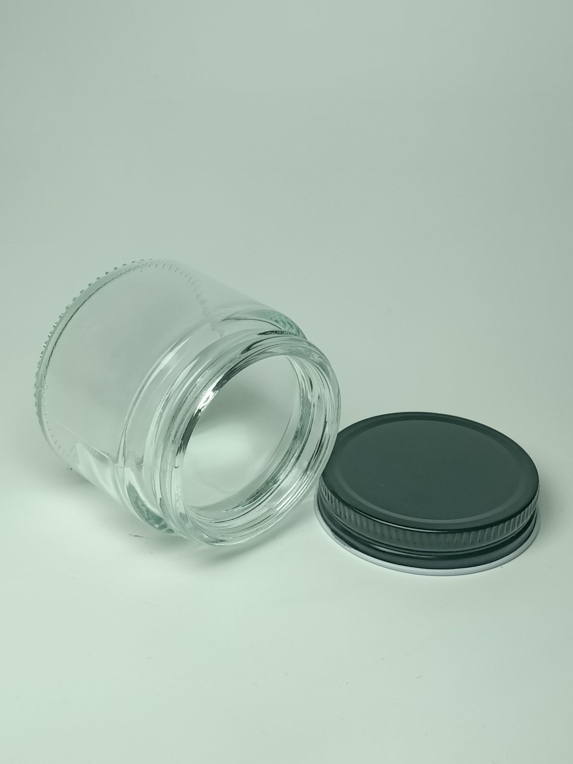 Liberty Leather 3 OZ Mini Round Clear Glass Jars with Black Lids, Perfect for Storing Lotions, Powders, Ointments, and Travel Toiletries, Ideal for Slime Containers (Pack of 24)