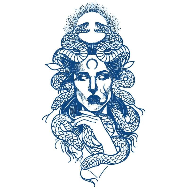 TTHUONG THATHU Juice Ink Tattoos Body Art Lasting Waterproof Temporary Tattoo Sticker Medusa Tatoo Arm Tatto Snake Women Men