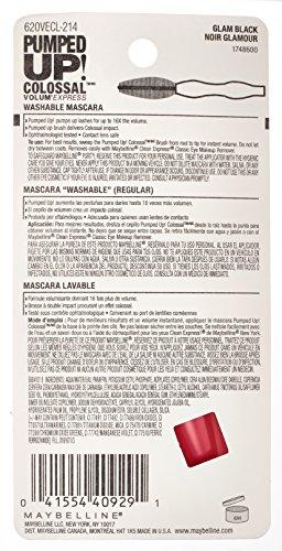 MAYBELLINE Maybelline Volum\' Express Pumped Up Colossal Mascara, Washable Formula Infused with Collagen for Up To 16x Lash Volume, Glam Black, 1 Count (Pack of 2)