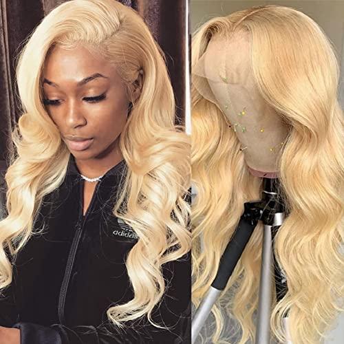 Ali Pearl Ali Pearl AliPearl Hair Wig #613 Blonde Body Wave 13x4 Lace Front Wigs Human Hair Pre Plucked For Black Women Brazilian Virgin Hair Glueless Transparent Lace Frontal Wig Lace Wigs (18inch)