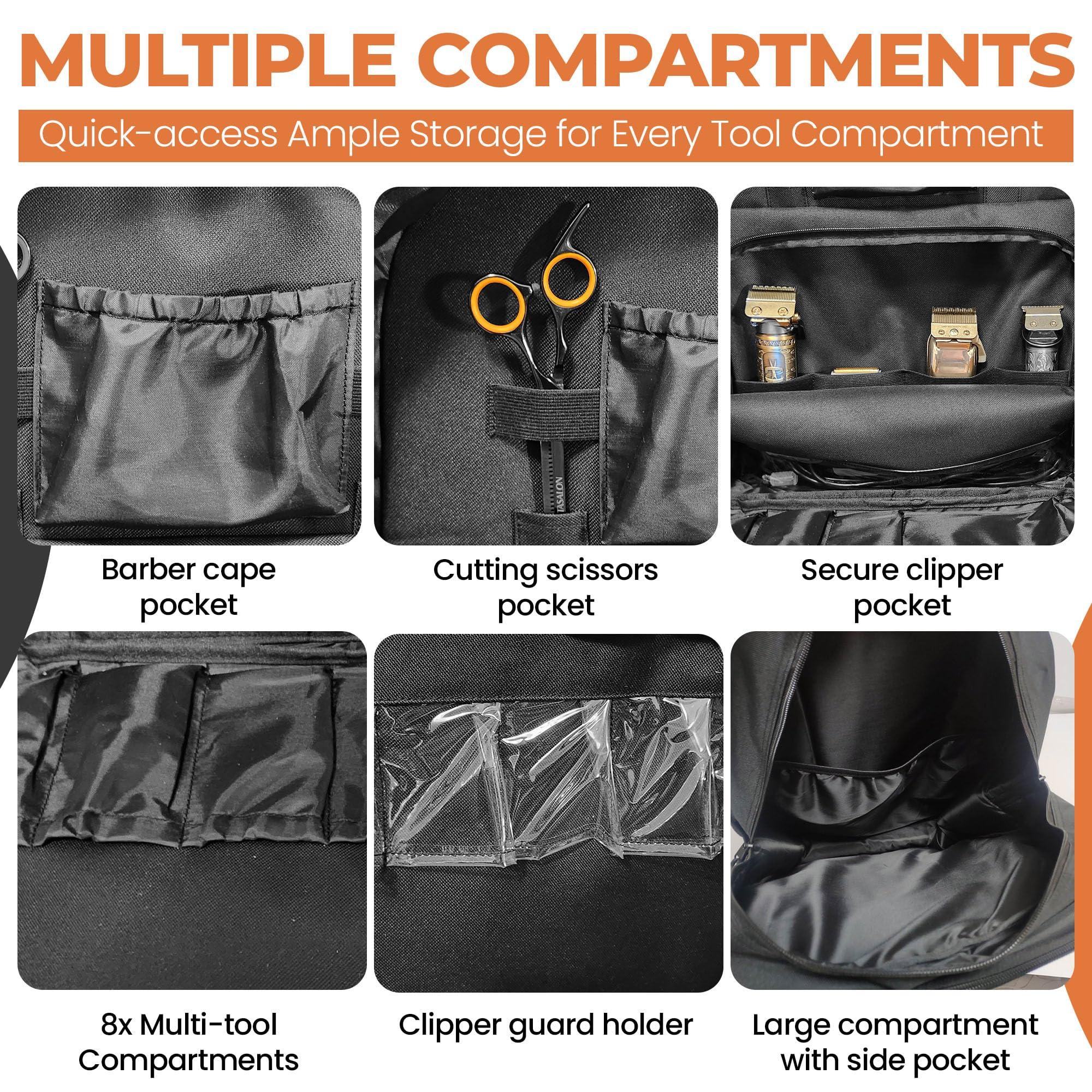 Smart Barber Smart Barber XL Barber Bag & Barber Backpack for Clippers, Tools & Supplies  Padded Tool Compartment, Durable, Easy-Clean, Water-Resistant Case for Traveling Stylists & Groomers