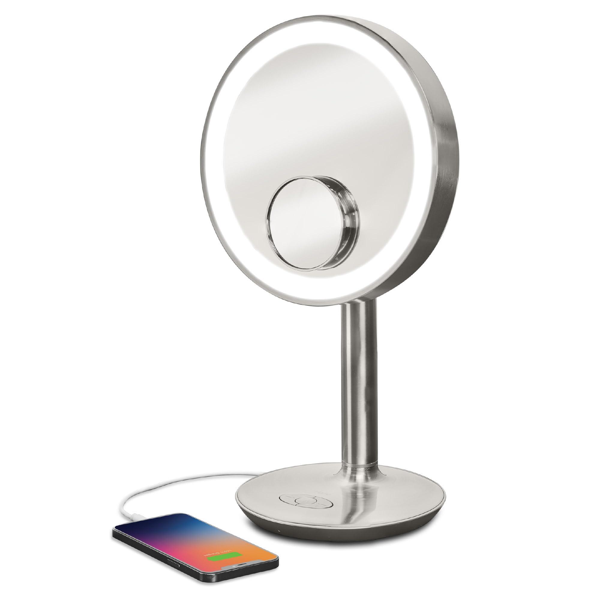 iHome iHome Vanity Mirror with Lights, Makeup Mirror with Bluetooth Speaker, USB Charging, and Removable Magnifying Mirror (iCVBT82SN)