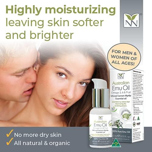 YNN Y-Not-Natural Y-Not Natural Ultra Pure Australian Emu Oil 60 mL - Luxury, Hospital Grade | Free Range Aboriginal Omega 3, 6 & 9 Oil Infused with Lemon Myrtle - Ultimate Moisturizer for Skin, Hair, Nails, and Scalp