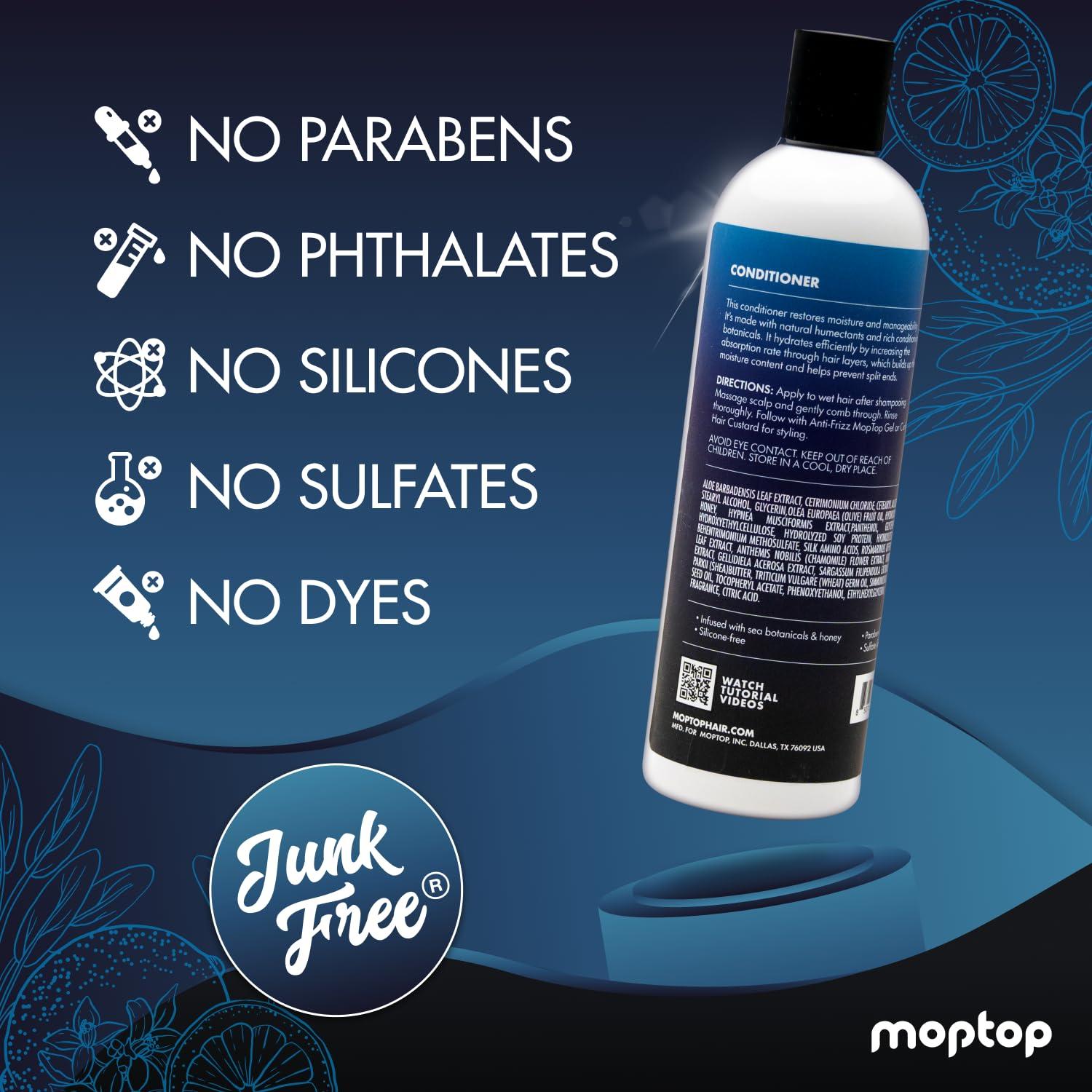 MopTop MopTop Salon Daily Conditioner  Color Safe Salon Quality Hair Moisturizer to Restore Dry, Damaged Hair & Reduce Frizz, Sulfate & Paraben Free Hair Care for All Hair Types (Lemon Sage, 32oz)