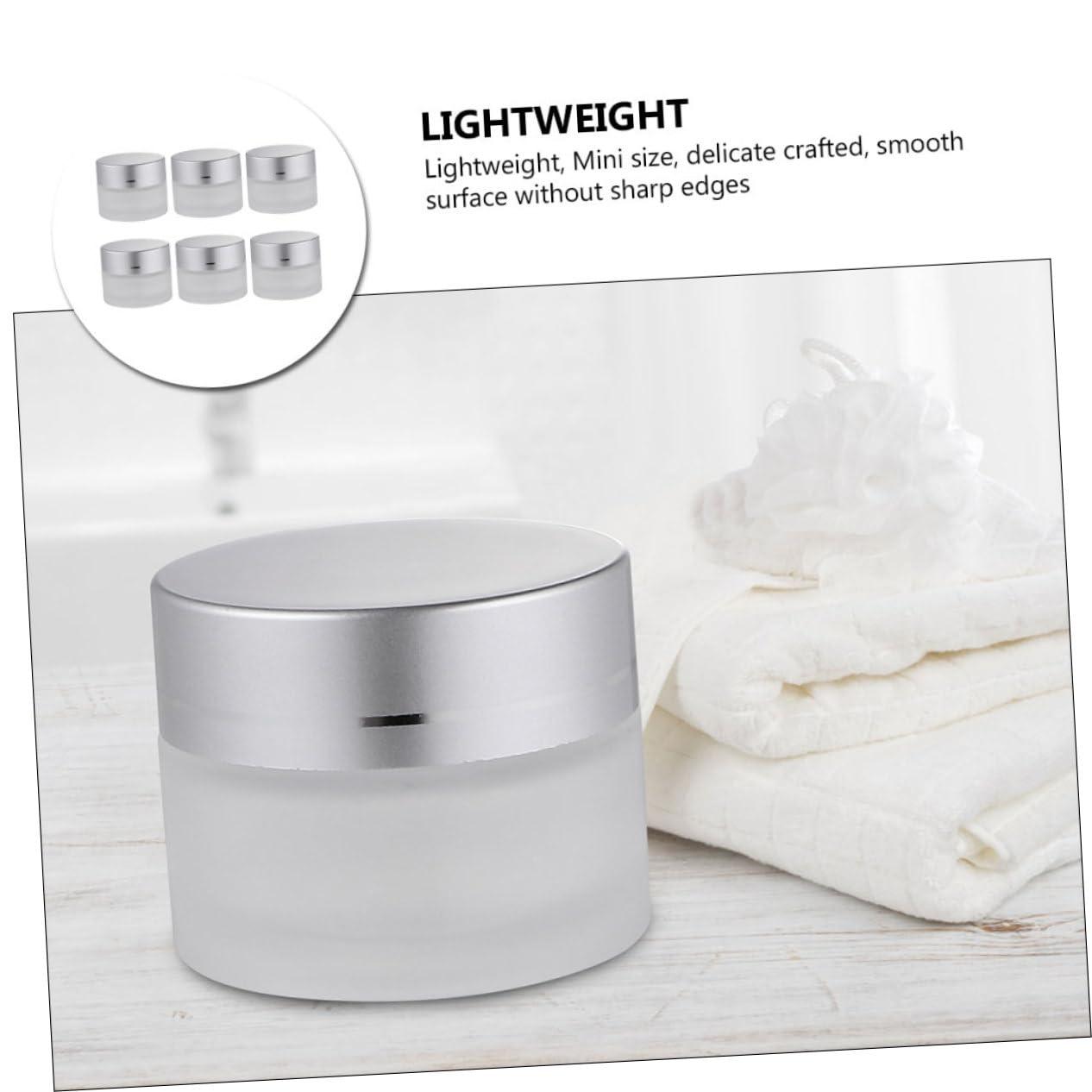 VINTORKY VINTORKY 6 Pcs 5g Frosted Glass Cosmetic Jars for Eye Cream and Samples Makeup Storage Containers for Creams and Lotions Refillable Storage Pots for Skincare