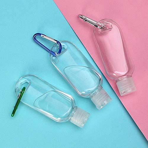 LISSO 50 Pack Travel Plastic Clear Keychain Bottles,2 oz Leakproof Refillable Empty Bottles Portable Liquid Squeeze Container Flip Cap (50PC)