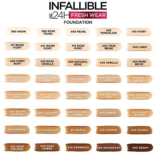 L’Oréal Paris L'Oreal Paris Makeup Infallible Up to 24 Hour Fresh Wear Foundation, Radiant Sand, 1 fl; Ounce (Pack of 2)