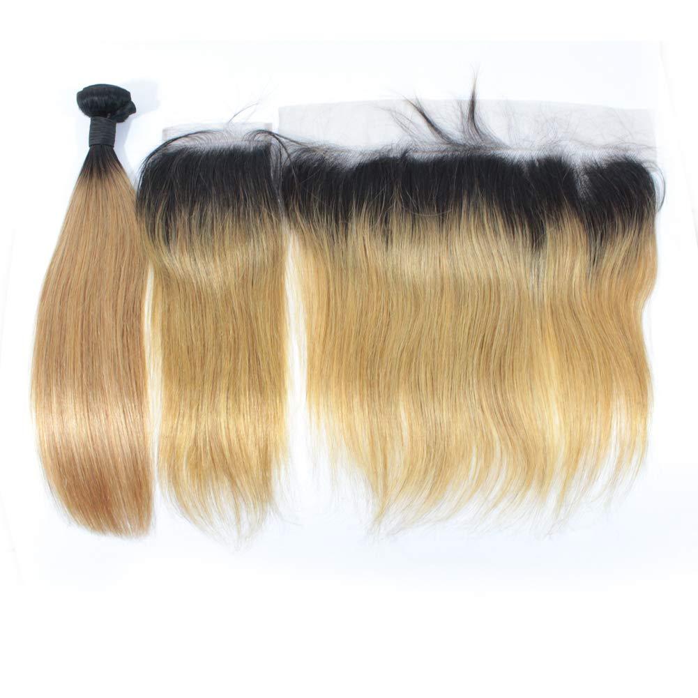 Forawme Forawme Soft Brazlian Virgin Ombre Hair Silk Straight Human Hair Weaving Extensions 3 Bundles 20 Inch #1B/27 Blonde Cheap Long Hair Weft Hair Extensions