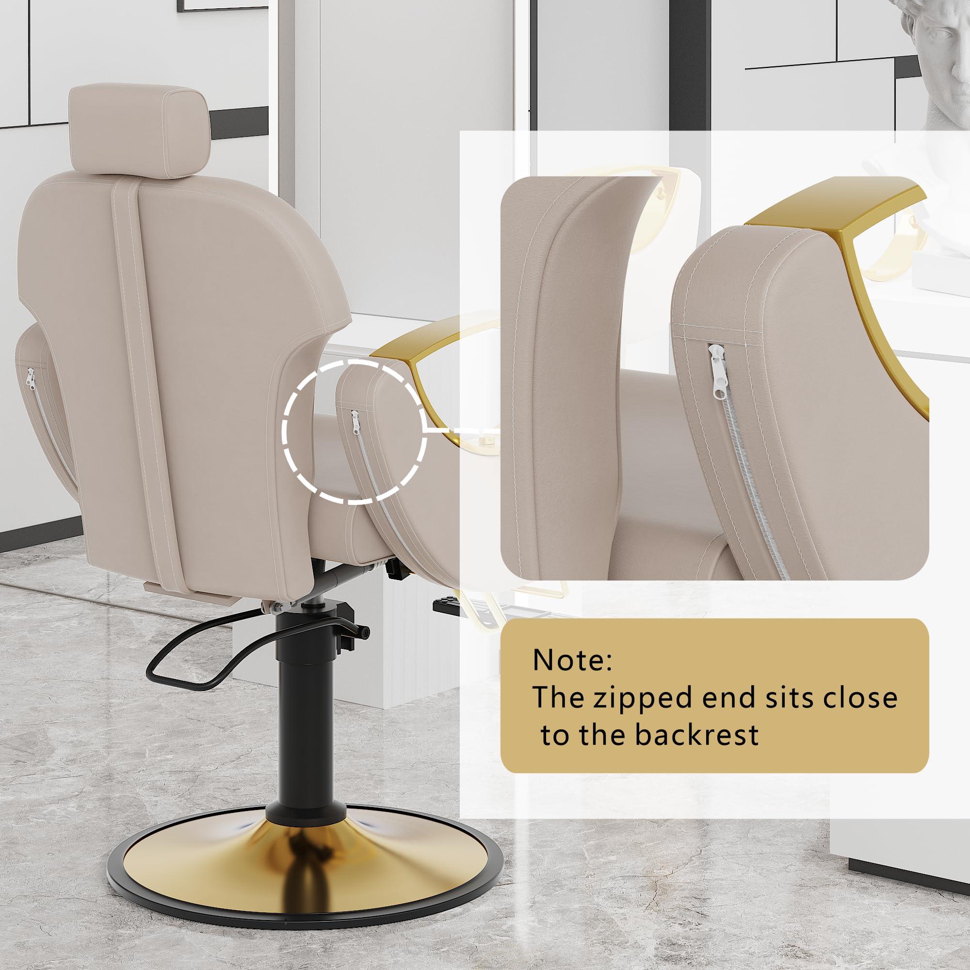 YOCONYO YOCONYO Barber Chair, Reclining Hair Salon Chair, 360 Degrees Swivel Styling Chair, Height Adjustable Hydraulic Shampoo Chair, Spa Equipment (Gray)