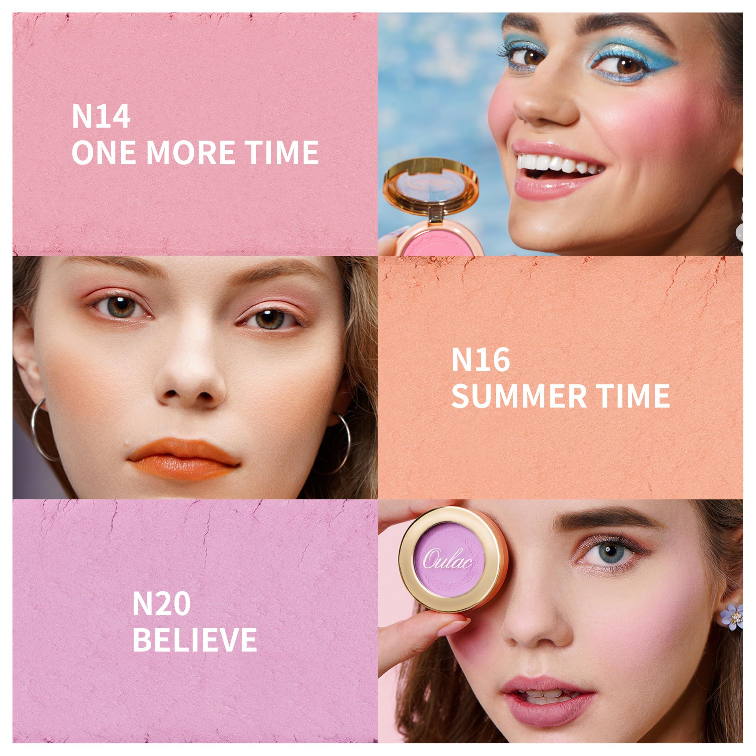Oulac Oulac Peach Blush Makeup Fair Skin| Pigmented Powery Blush Korean Style| Natural Radiant Look| Blendable & Buildable Blush Light Skin| Vegan Cruelty-Free| 4.8g 16 Summer Time