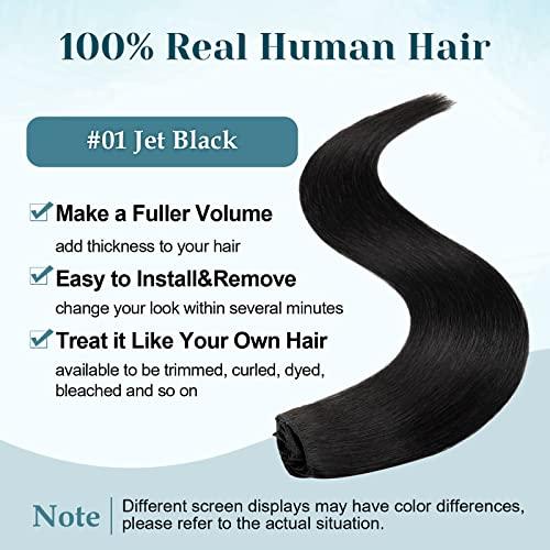 Benehair Benehair Human Hair Clip in Extensions Real Black Hair Extensions for Women Long Straight Remy Natural Full Head 8pcs No Tape No Glue 18 Inch #1 Jet Black
