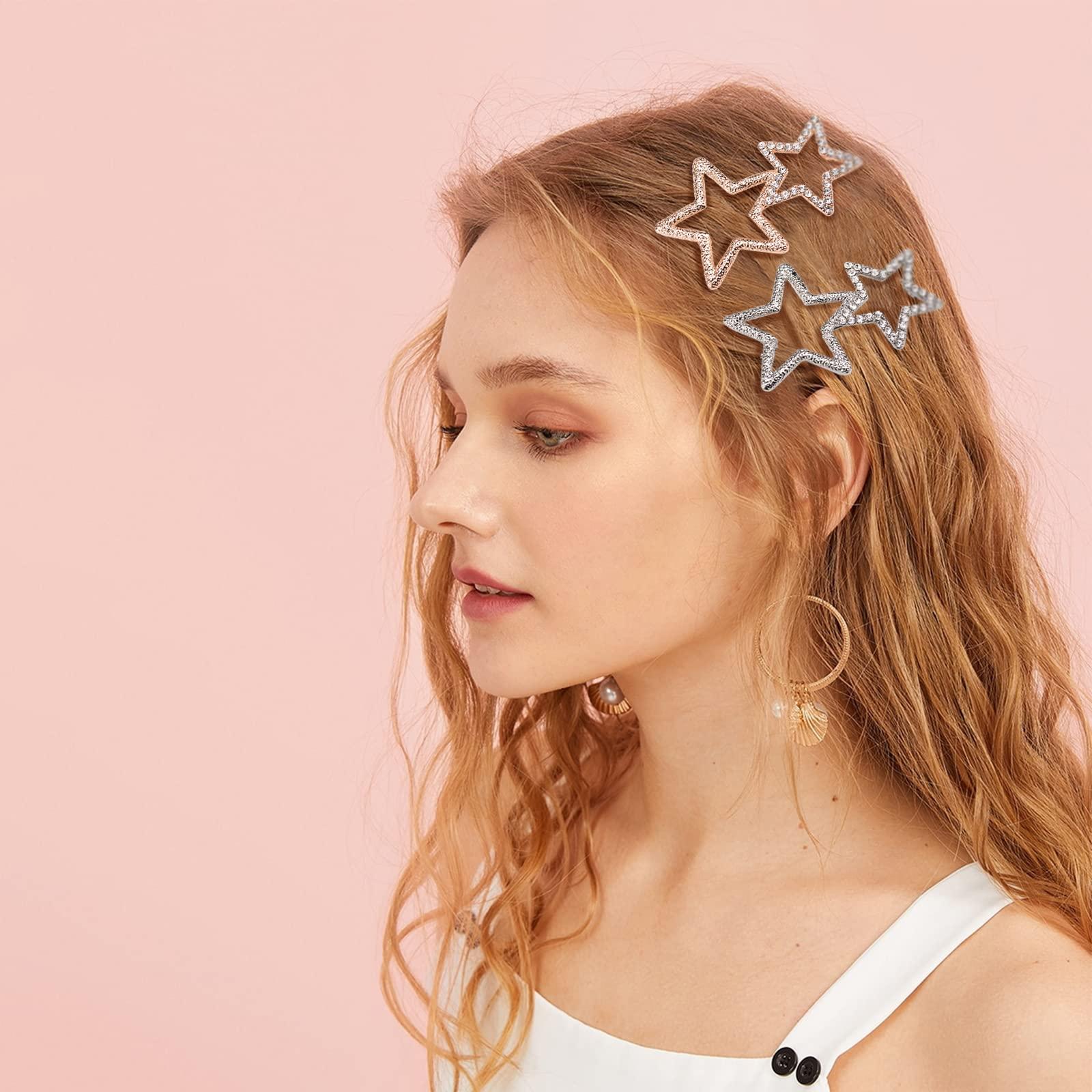 AEGYPIUS AEGYPIUS Star Hair Clips, 2 Pcs Star Clips Hair Star Hair Clip, Y2k Hair Accessories Star Barrettes Y2k Hair Clips, Star Hairclips Silver Star Hair Clips Star Hair Pins Star Hair Clips for Women