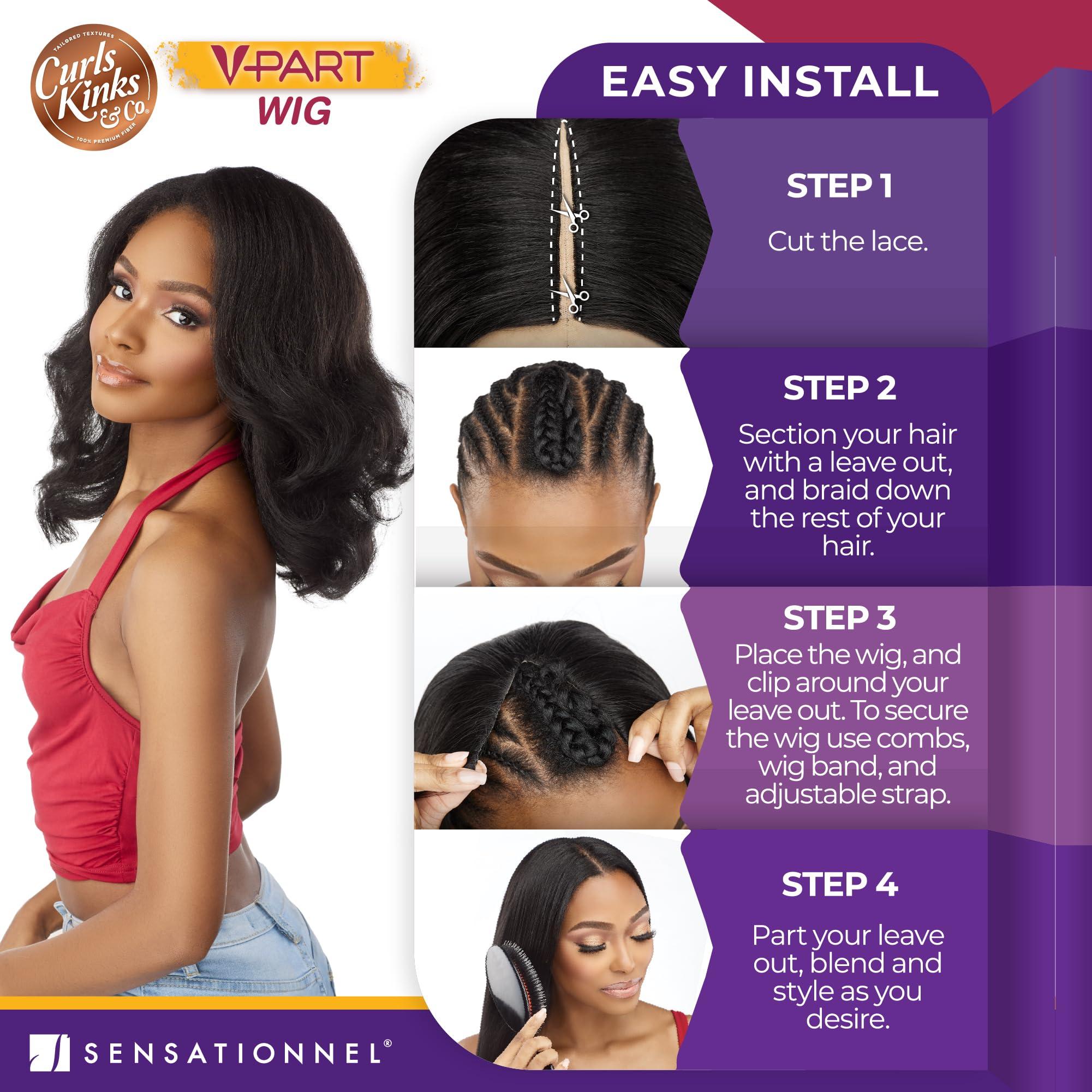 Sensationnel Sensationnel Curls kinksandco vpart wig - unit 6 narrow part glueless natural kinkytexture edged hairline for natural 3c to 4c hair textures (TH1B/COPPER)