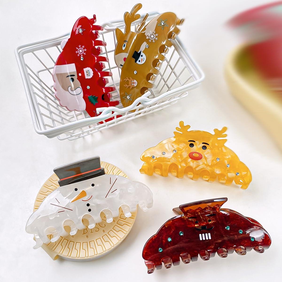 OMG Decor Christmas Volcano Hair Clips,Acrylic Hair Clips,Small Claw Clips for Girl,Hair Accessories