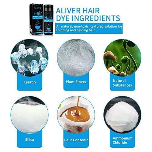 ALIVER Aliver Hair Fibers for Thinning Hair with Spray Dark Brown - Undetectable Natural Formula - Thicker Fuller Hair in 15 Seconds - Conceals Hair Loss & Look Younger - Designed for Men & Women,0.97Oz