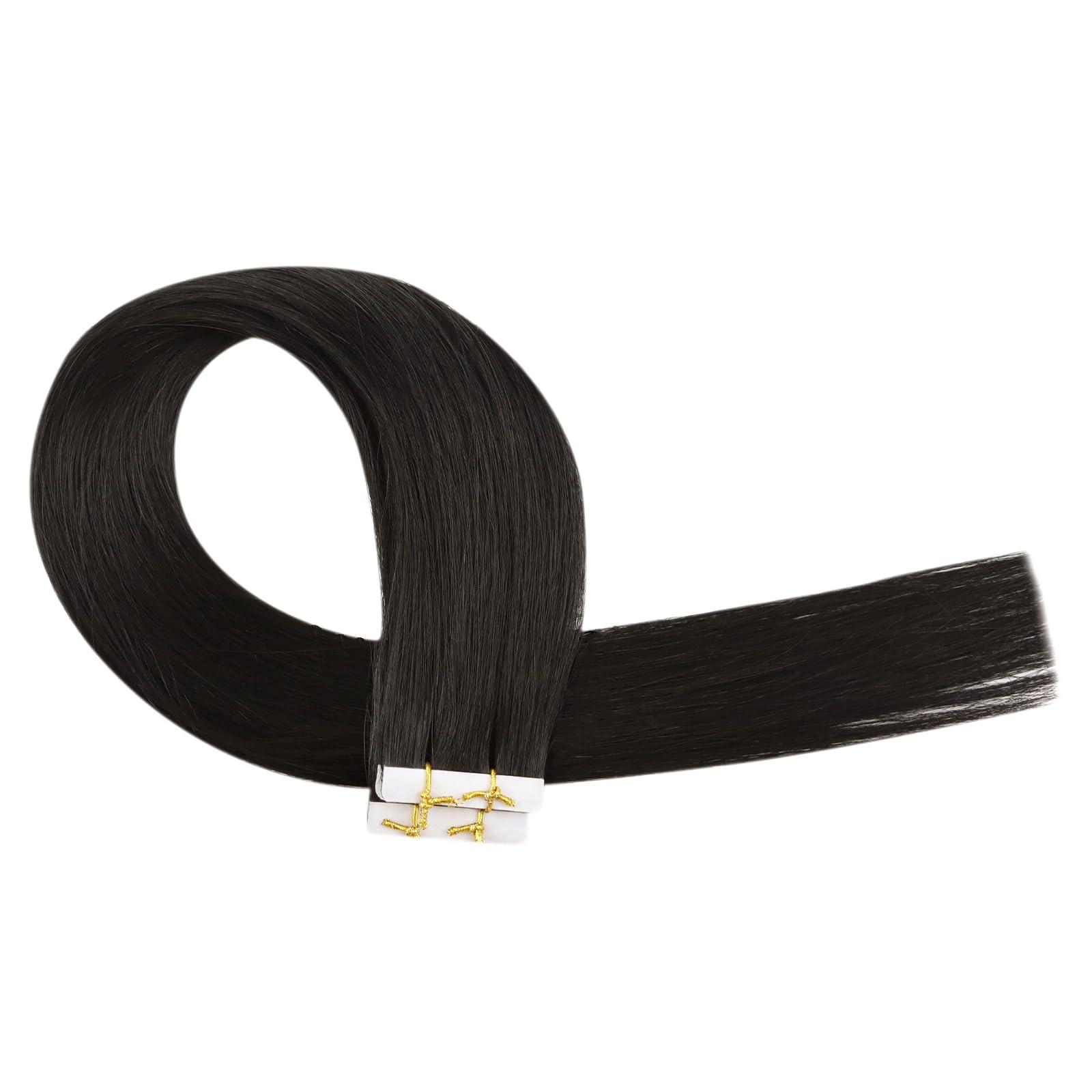 Sunny Hair Sunny Hair Injected Tape in Hair Extensions 5Pcs Virgin Human Hair Tape in Extensions Injection Tape in Hair Extensions Invisible Tape in Hair Extensions Human Hair Darkest Brown 16inch