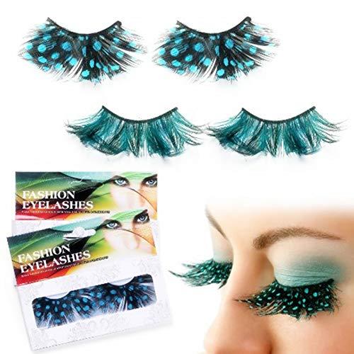 AnHua AnHua 1 Pair Long Feather False Fake Eyelashes Eye Lashes Halloween Fancy Dress Party Cosplay (Black blue)