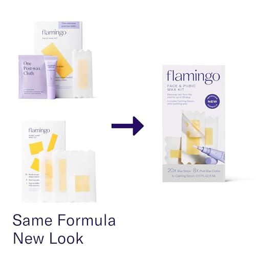 Flamingo Flamingo Women Face Waxing Kit, Facial Waxing Kit with 20 Wax Strips for Face, 8 Post-Wax Cloths, and 1 Post-Wax Serum, Pack of 2