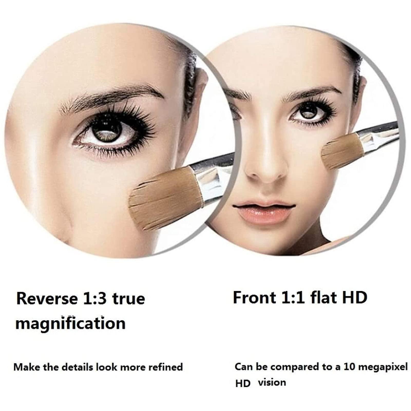 MUENG Shaving Mirror Wall Mounted with LED Lighted Rechargeable Double Sided 3X Magnifying 360 Rotation Cosmetic Vanity Mirror Extendable Arm for Bathroom Hotel