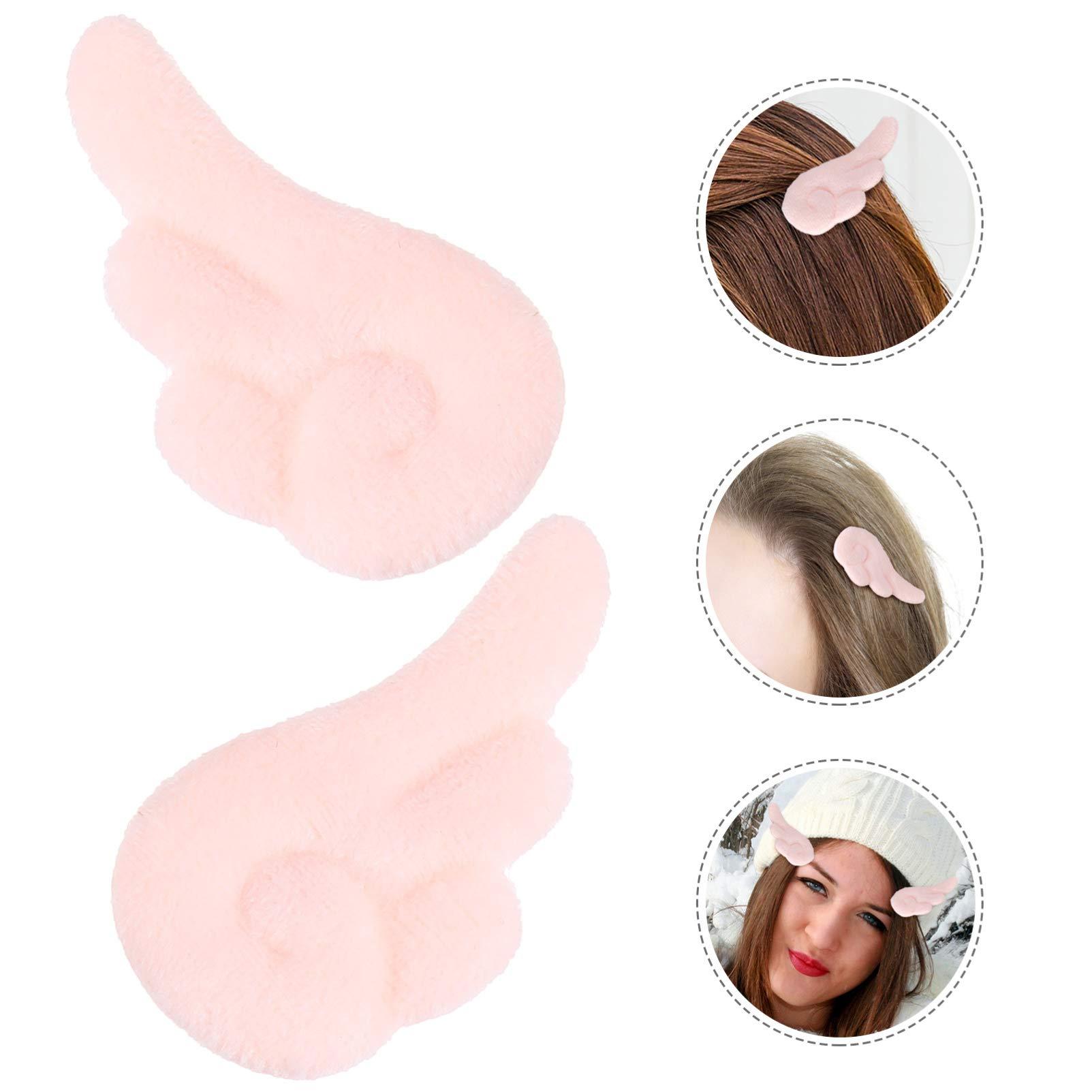 Beaupretty Beaupretty 1 Pair Angel Wings Hair Clips, Plush Angel Wings Hair Pins Non Slip Hair Clamps Cute Hair Accessories for Girls Women(Light Pink)