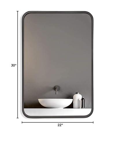 QiMaieeUSA Black 22x30 INCH Metal Rectangle Barhroom Mirror