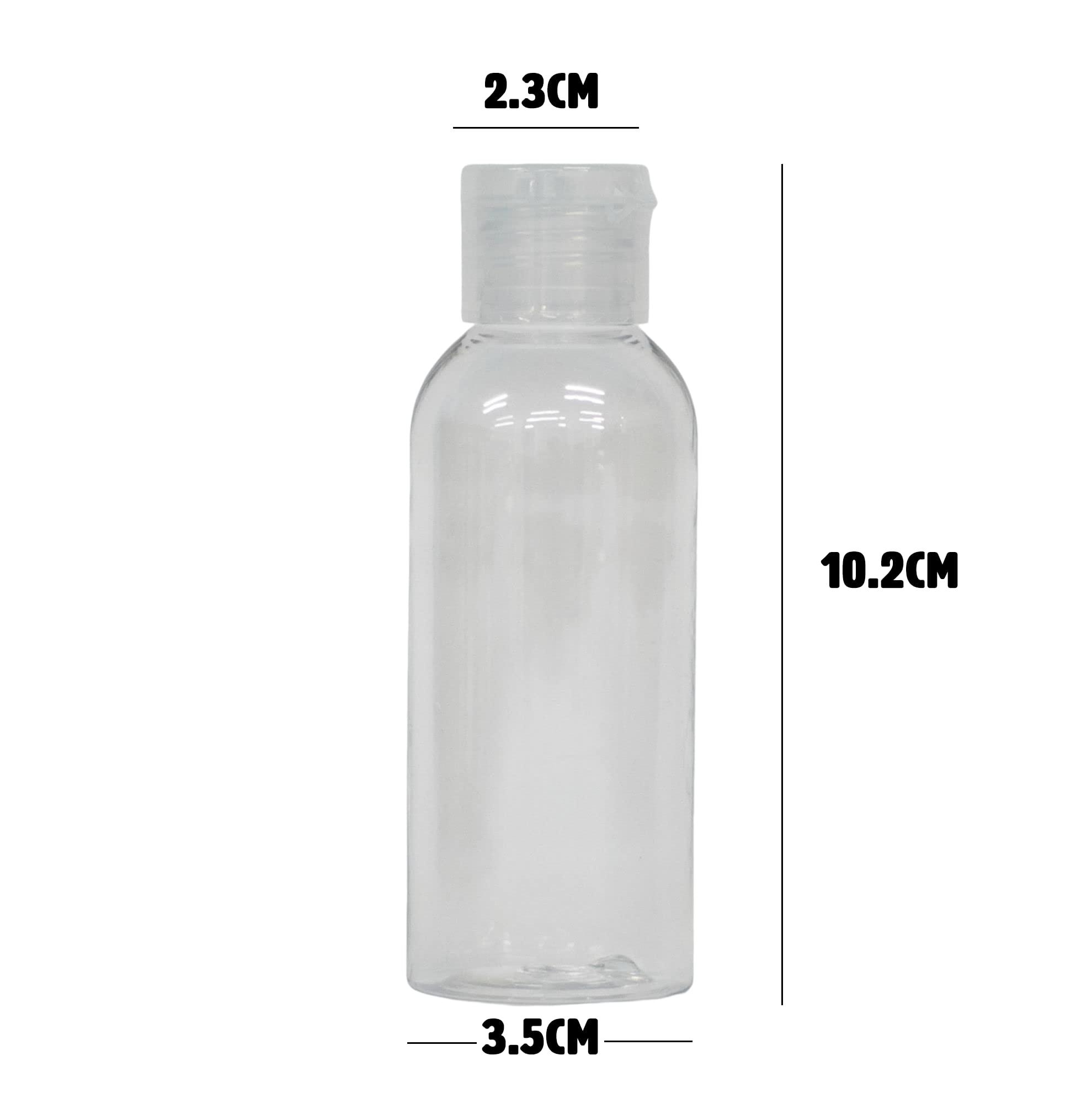 Palm Safe 50ml Plastic Travel Bottles with Flip Cap - 4 Pack
