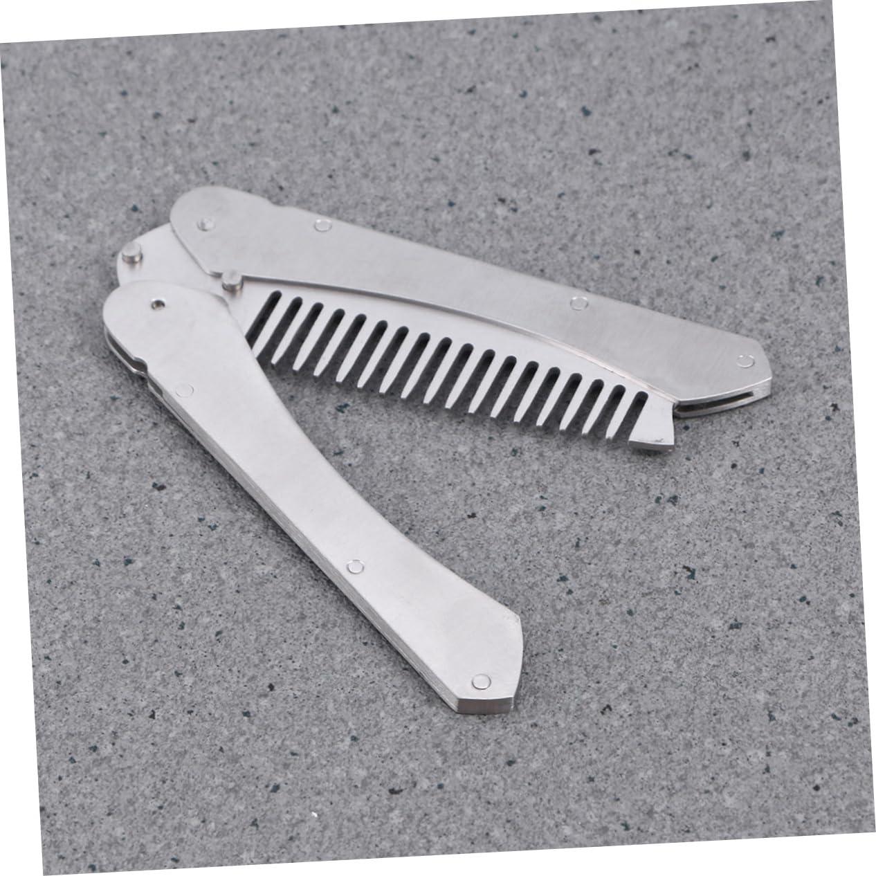 Hemoton Hemoton Men\'s Stainless Steel Mustache Styling Brush Hair Comb for Men Beard and Mustache Combs Set Anti-Static Portable Folding Tool for Home and Salons