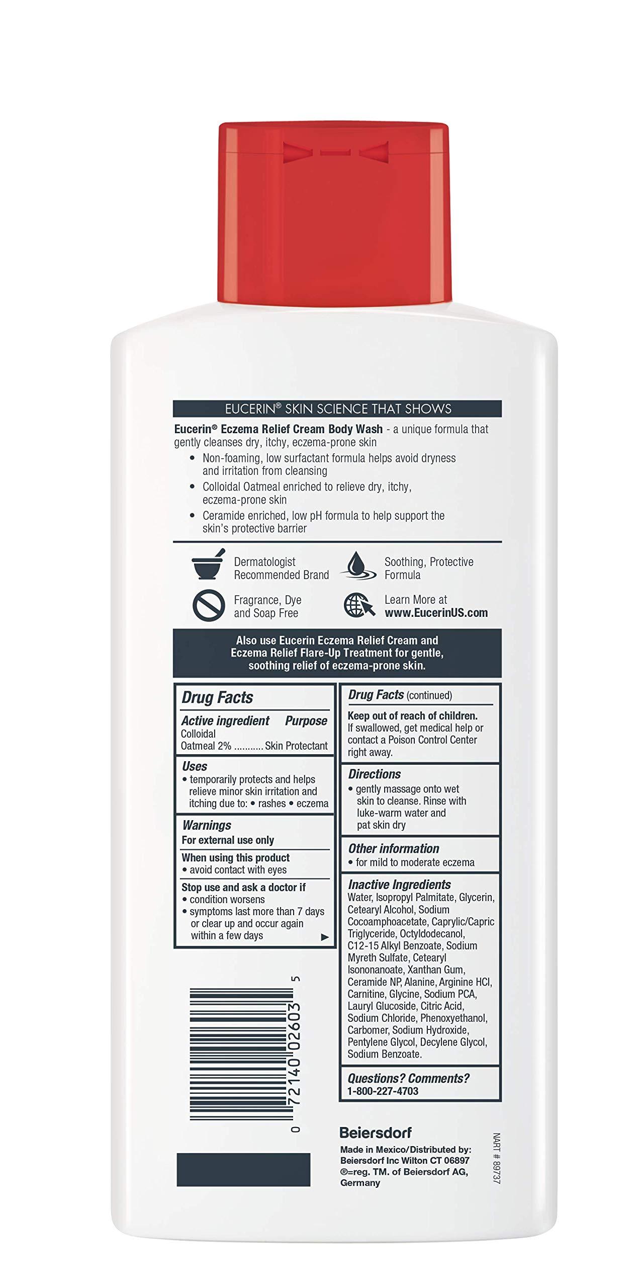 Eucerin Eucerin Eczema Relief Cream Body Wash, Eczema Body Wash with Colloidal Oatmeal, Ceramide-3 and Licorice Root Extract, 13.5 Fl Oz Bottle