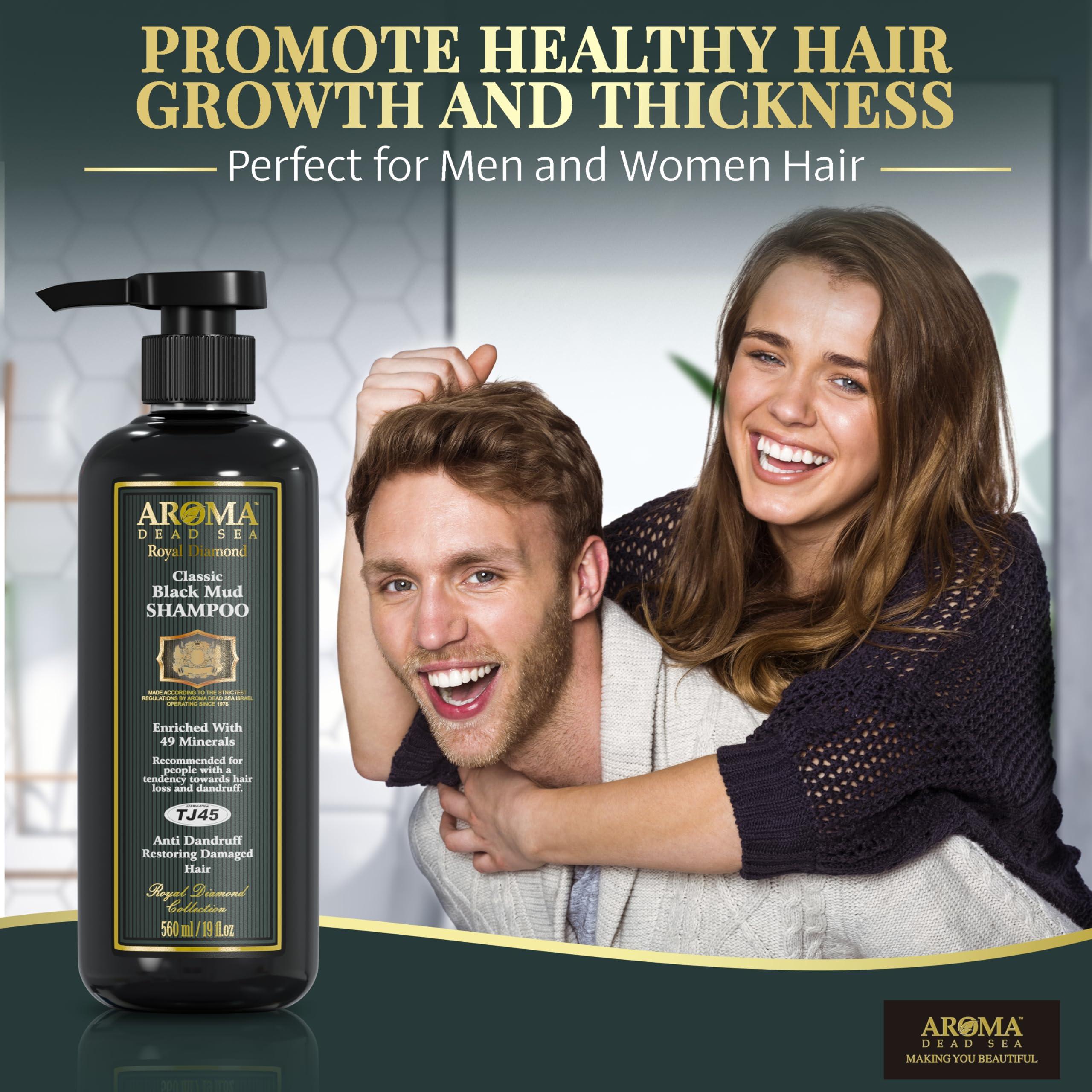 AROMA DEAD SEA AROMA DEAD SEA Classic Black Mud Shampoo, Fights Dandruff, Thinning Hair, Weak Roots, & Itchy Scalp. Prevents Hair Loss & Encourages Hair Growth. Ideal for Damaged & weak Hair. (19 fl.oz)