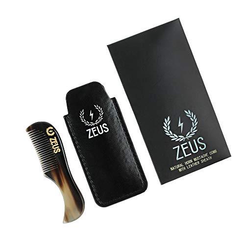 ZEUS ZEUS Horn Mustache Comb for Men, Leather Case, B41