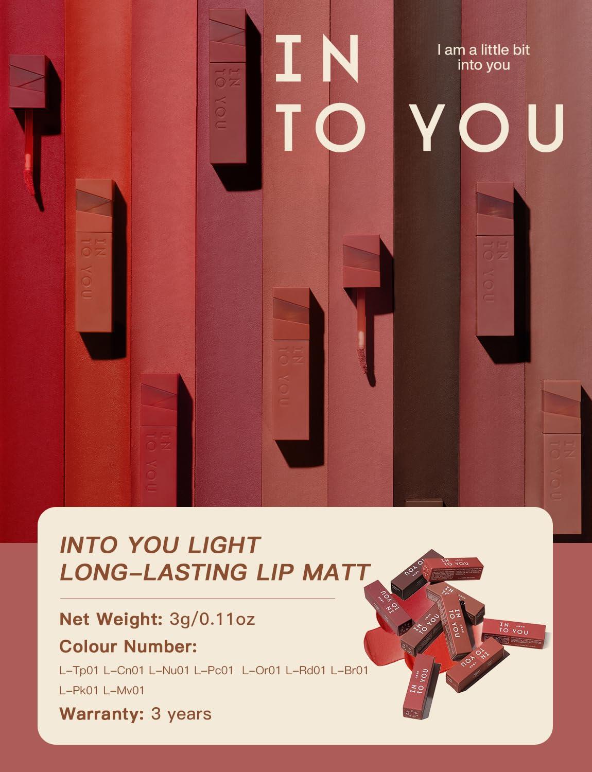 INTO YOU INTO YOU Matte Lipstick Velvet Lip Stain Lip Mud Long Lasting Waterproof Lipstick Lip Gloss Makeup Moisturizing Lipstick for Women(L-Pc01)