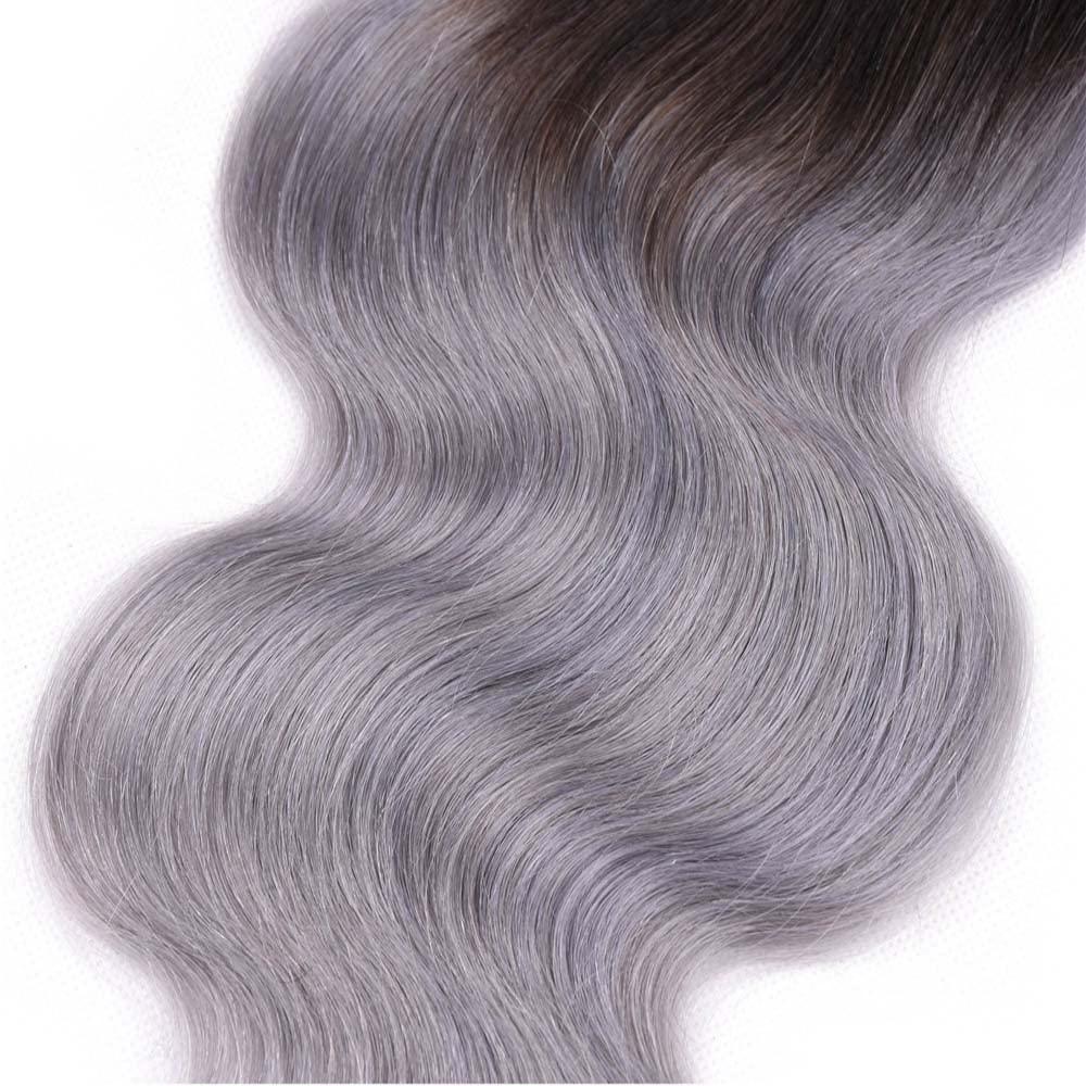 MAMART Ombre Grey Human Hair Body Wave Bundles 1B Grey Bundles Human Hair 22 24 26 inch Black to Grey Double Weft No Tangle Bundles Human Hair Wet And Wavy Grey Body Wave Bundles Human Hiar