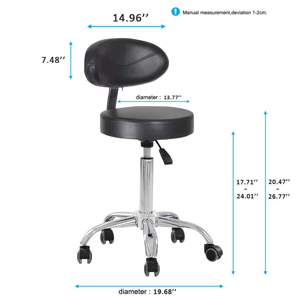 TATARTIST TATARTIST Tattoo Stool Massage Saddle Chair Adjustable Hydraulic 360 Rotating Medical Spa Beauty Salon Stools Bar Boss Office Artist Workbench Chairs with Rolling Wheels Backrest (Black)