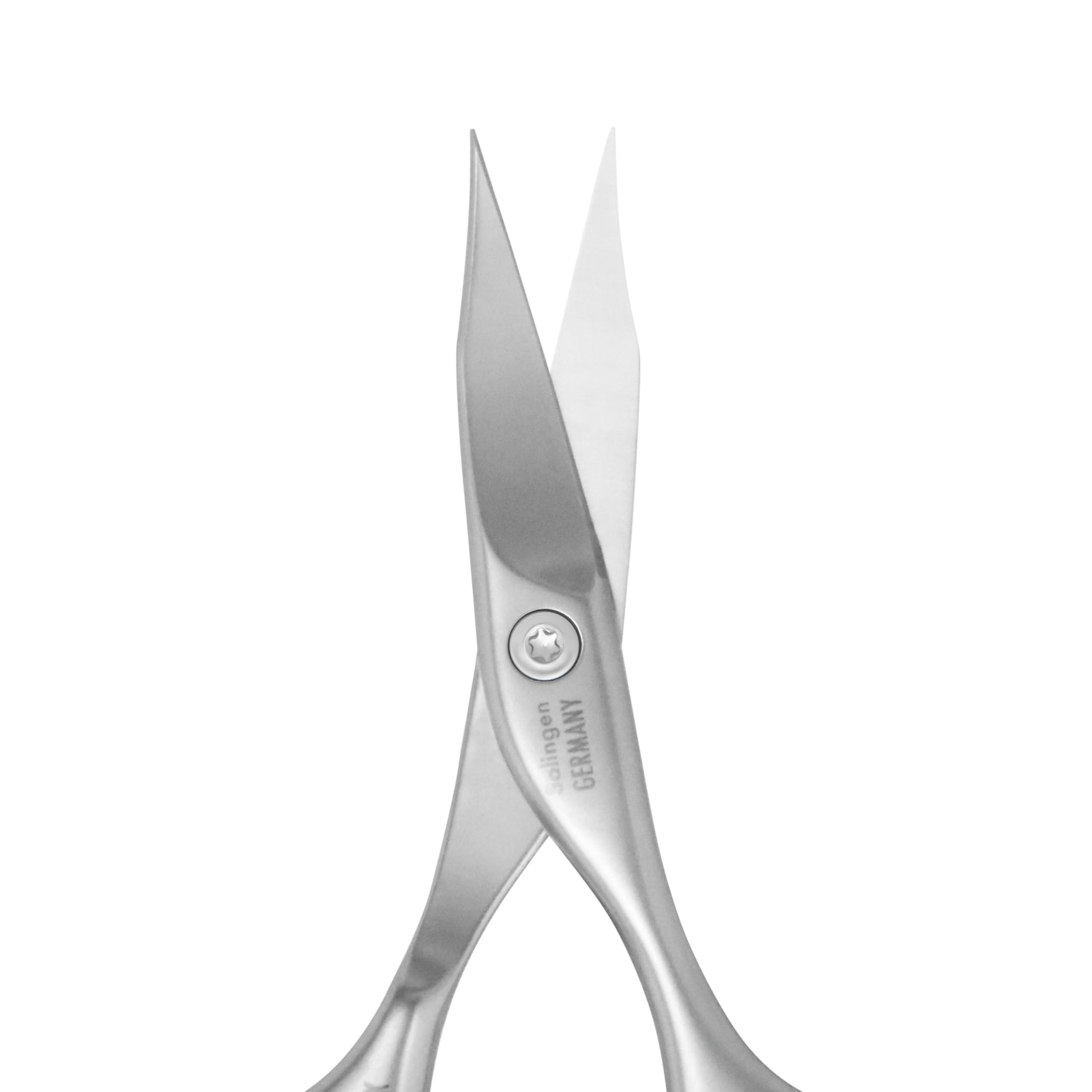 GERmanikure GERMANIKURE Nail and Cuticle Scissors - FINOX Stainless Steel Professional nail scissors for nail tips - nail scissors curved Manicure Tools in Leather Case - Ethically Made in Solingen Germany - 4702